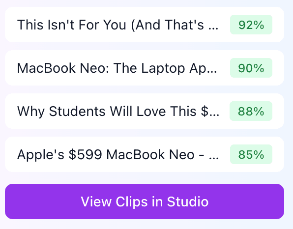 AI Clipping Agent interface showing viral clip detection